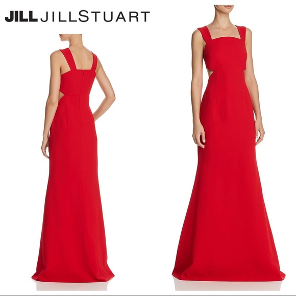 JILL Jill Stuart Side-Cutout Gown in Poppy Red